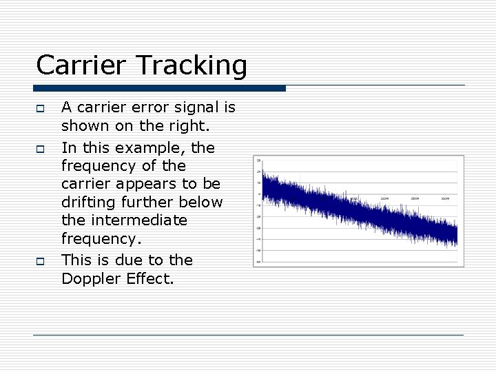 Carrier Tracking o o o A carrier error signal is shown on the right.