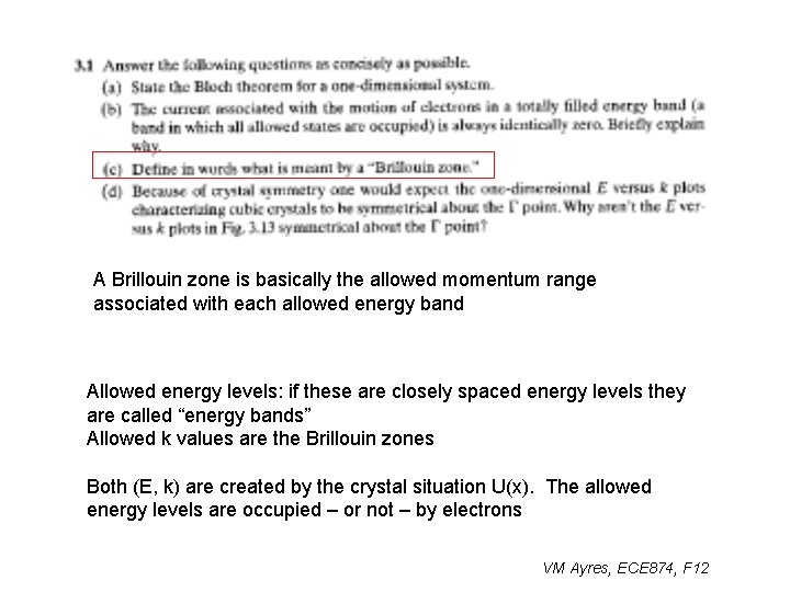 A Brillouin zone is basically the allowed momentum range associated with each allowed energy