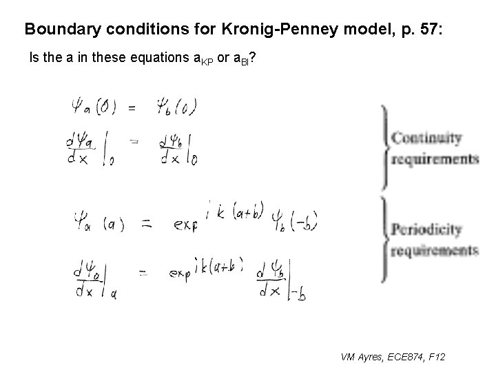 Boundary conditions for Kronig-Penney model, p. 57: Is the a in these equations a.
