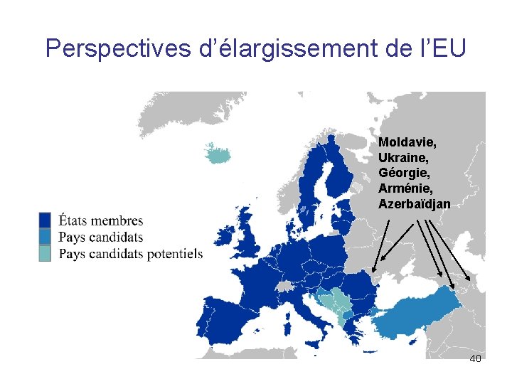 Perspectives d’élargissement de l’EU Moldavie, Ukraine, Géorgie, Arménie, Azerbaïdjan 40 