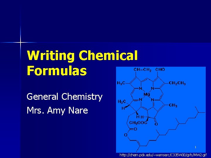Writing Chemical Formulas General Chemistry Mrs. Amy Nare 1 http: //chem. pdx. edu/~wamserc/C 335