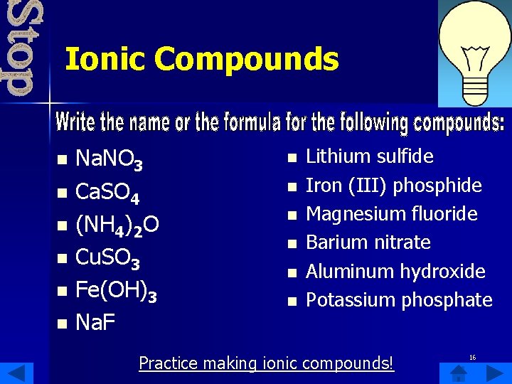 Ionic Compounds Na. NO 3 n Ca. SO 4 n (NH 4)2 O n