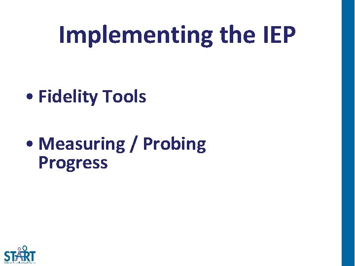 Implementing the IEP • Fidelity Tools • Measuring / Probing Progress 