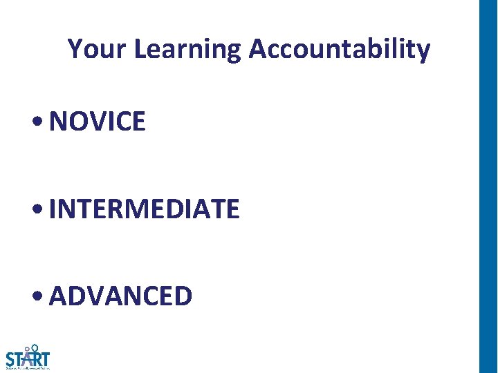 Your Learning Accountability • NOVICE • INTERMEDIATE • ADVANCED 