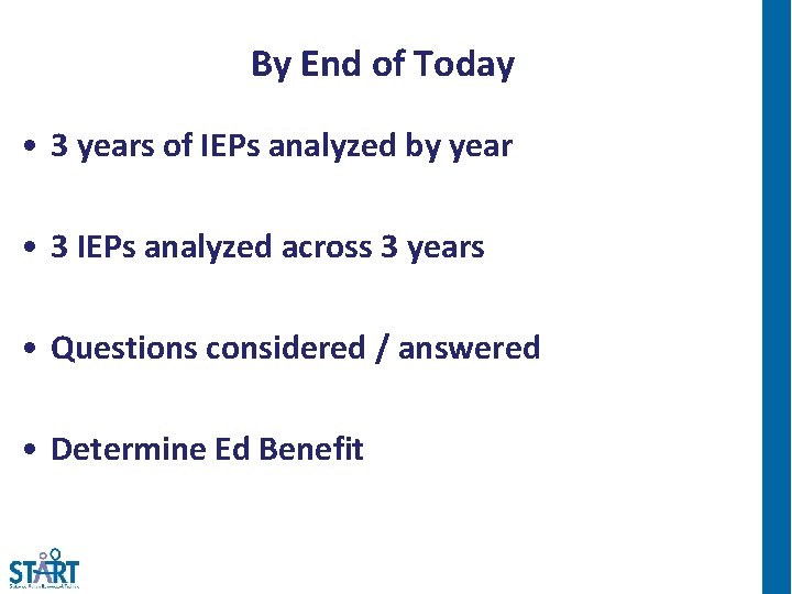 By End of Today • 3 years of IEPs analyzed by year • 3