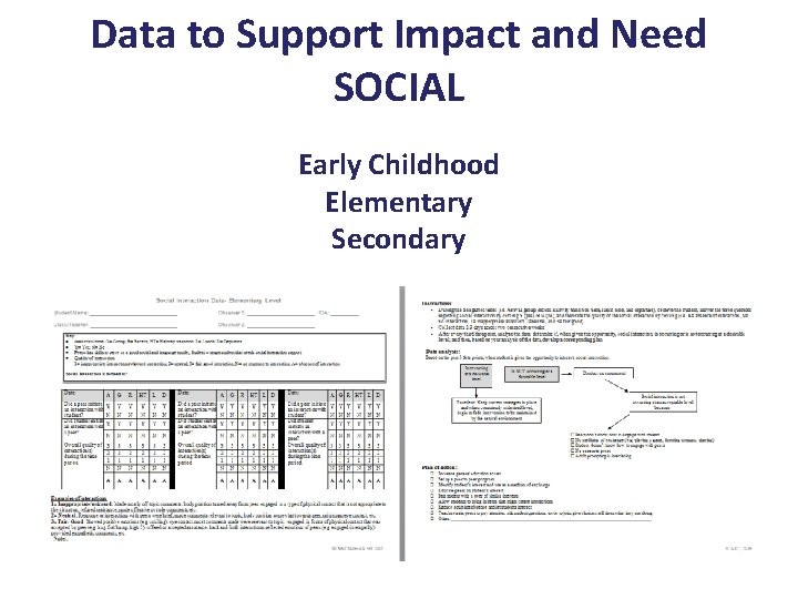Data to Support Impact and Need SOCIAL Early Childhood Elementary Secondary 