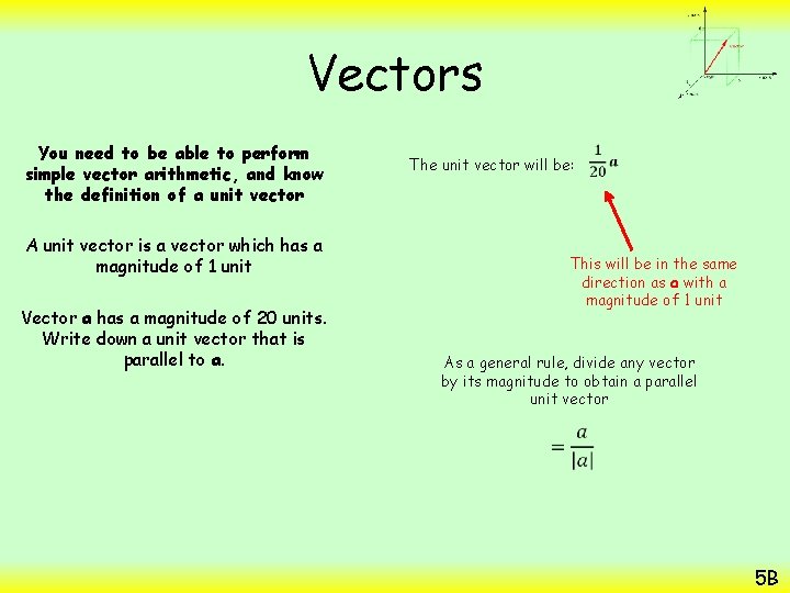 Vectors You need to be able to perform simple vector arithmetic, and know the