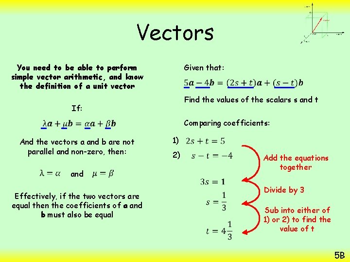 Vectors You need to be able to perform simple vector arithmetic, and know the