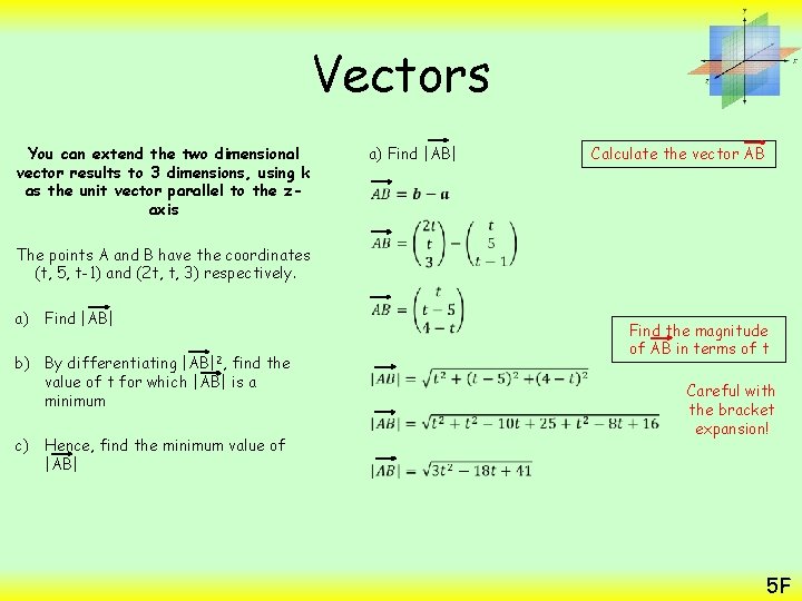 Vectors You can extend the two dimensional vector results to 3 dimensions, using k