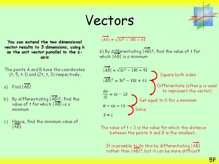 Vectors You can extend the two dimensional vector results to 3 dimensions, using k