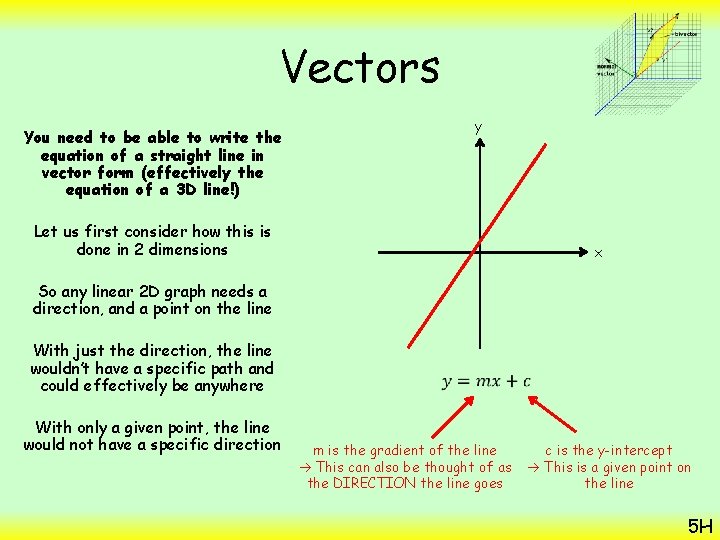 Vectors y You need to be able to write the equation of a straight