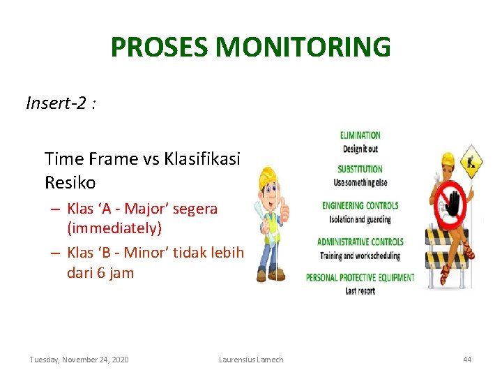 PROSES MONITORING Insert-2 : Time Frame vs Klasifikasi Resiko – Klas ‘A - Major’