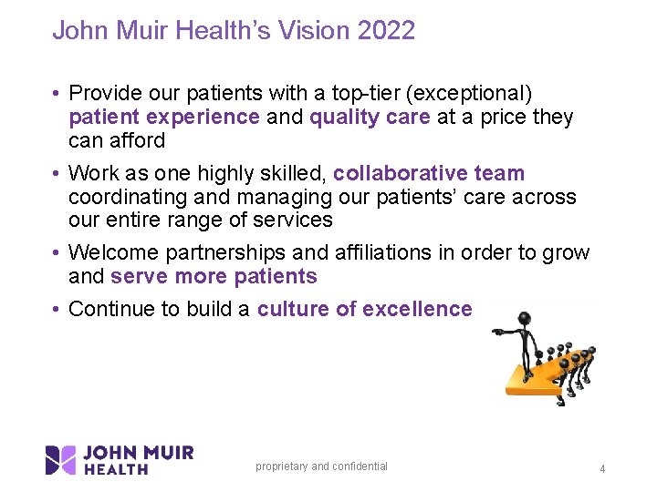 John Muir Health’s Vision 2022 • Provide our patients with a top-tier (exceptional) patient