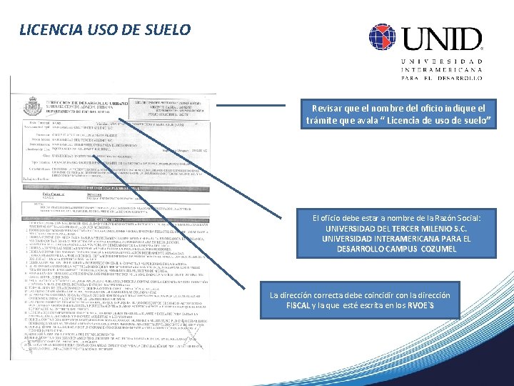 LICENCIA USO DE SUELO Revisar que el nombre del oficio indique el trámite que