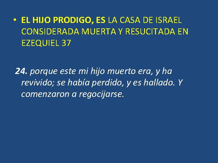 • EL HIJO PRODIGO, ES LA CASA DE ISRAEL CONSIDERADA MUERTA Y RESUCITADA • EL HIJO PRODIGO, ES LA CASA DE ISRAEL CONSIDERADA MUERTA Y RESUCITADA