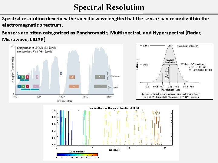 Spectral Resolution Spectral resolution describes the specific wavelengths that the sensor can record within