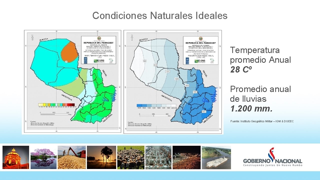 Condiciones Naturales Ideales Temperatura promedio Anual 28 Cº Promedio anual de lluvias 1. 200