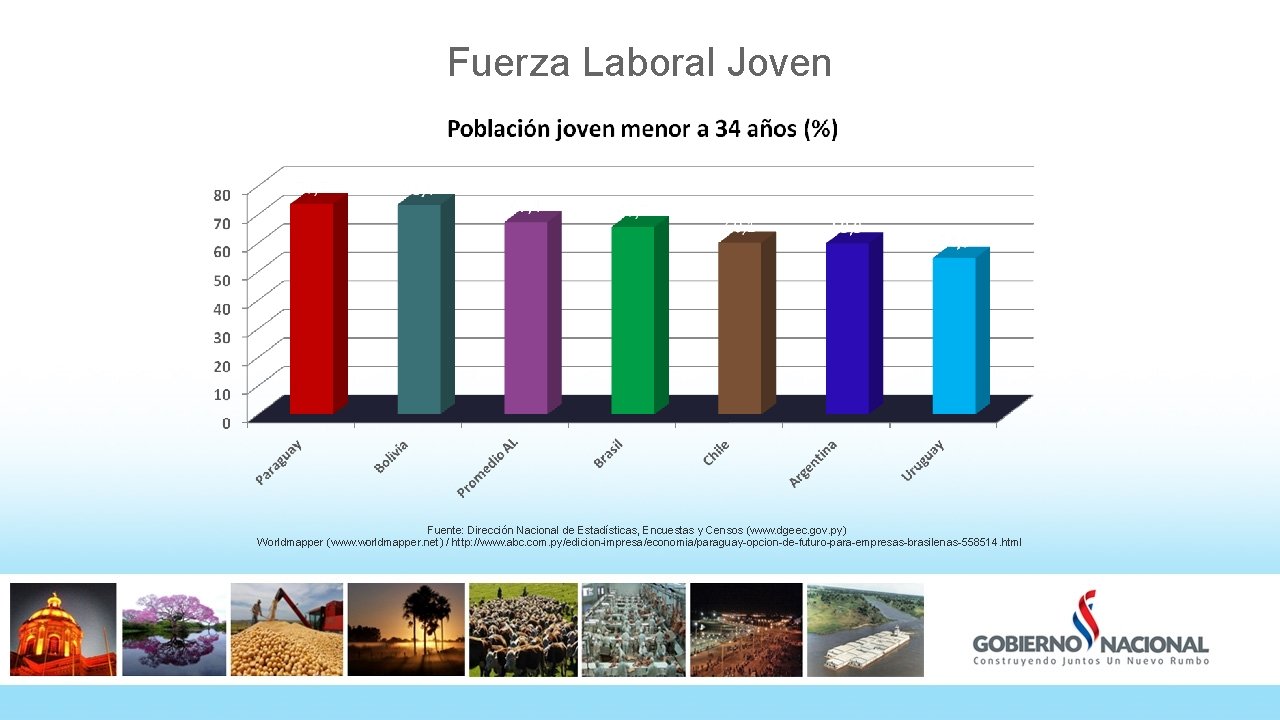 Fuerza Laboral Joven Fuente: Dirección Nacional de Estadísticas, Encuestas y Censos (www. dgeec. gov.
