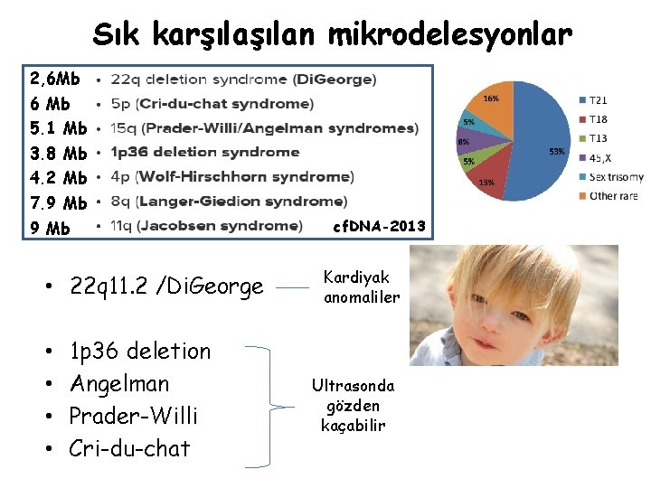 Sık karşılan mikrodelesyonlar 2, 6 Mb 6 Mb 5. 1 Mb 3. 8 Mb