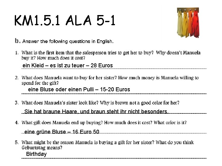 KM 1. 5. 1 ALA 5 -1 ein Kleid – es ist zu teuer KM 1. 5. 1 ALA 5 -1 ein Kleid – es ist zu teuer