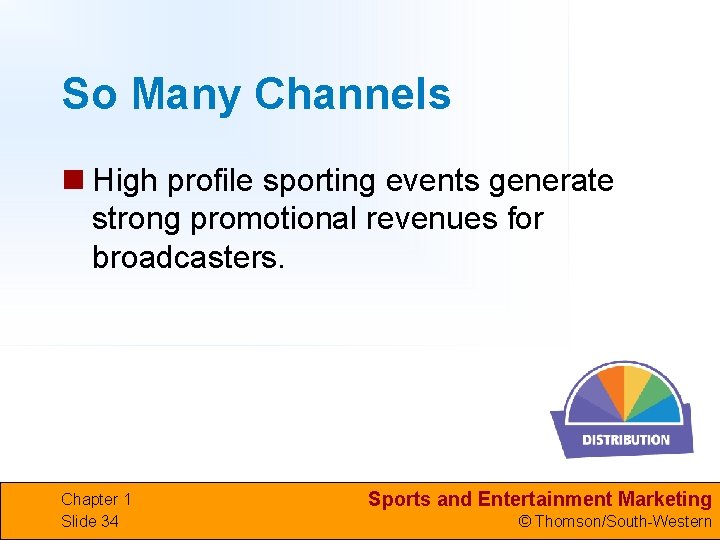 So Many Channels n High profile sporting events generate strong promotional revenues for broadcasters.
