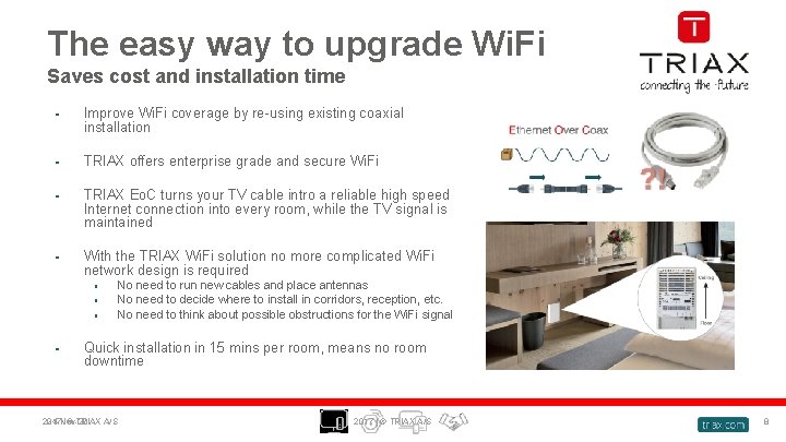The easy way to upgrade Wi. Fi Saves cost and installation time • Improve