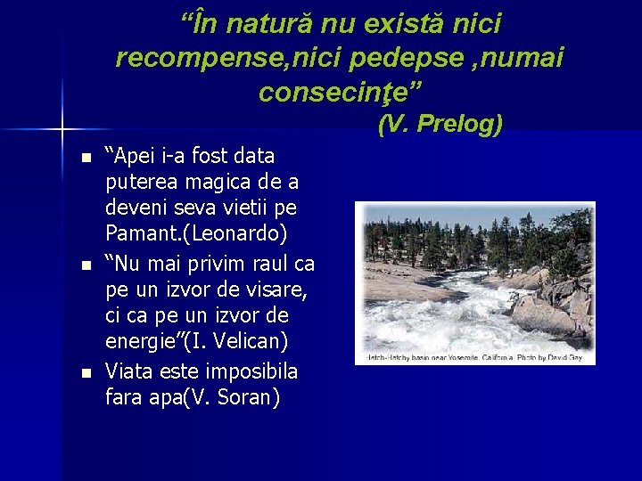 “În natură nu există nici recompense, nici pedepse , numai consecinţe” (V. Prelog) n