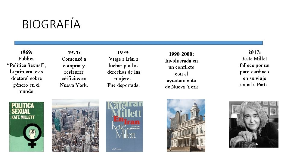 BIOGRAFÍA 1969: Publica “Política Sexual”, la primera tesis doctoral sobre género en el mundo.