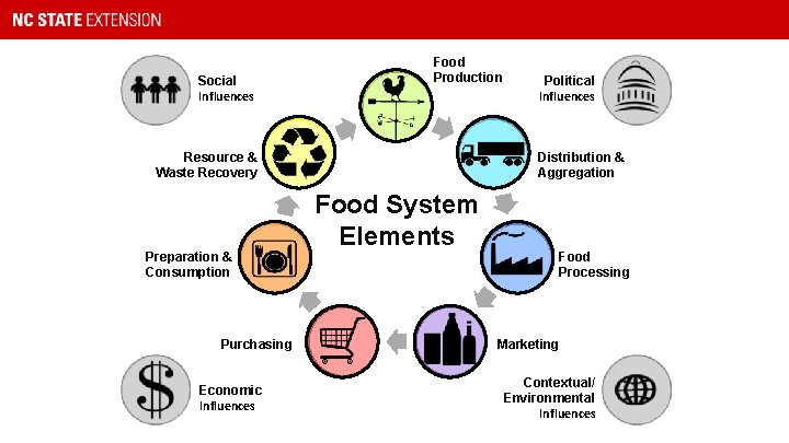 Social Influences Food Production Resource & Waste Recovery Preparation & Consumption Purchasing Economic Influences