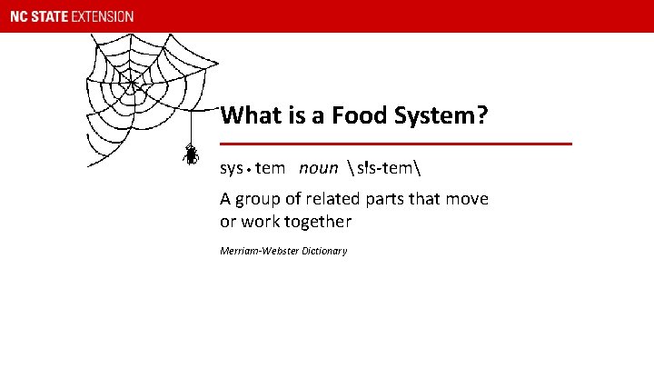 What is a Food System? sys • tem noun  sis-tem A group of
