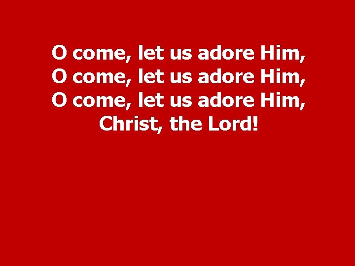 O come, let us adore Him, Christ, the Lord! 