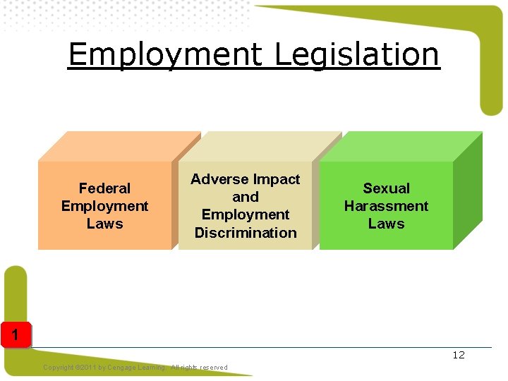 Employment Legislation Federal Employment Laws Adverse Impact and Employment Discrimination Sexual Harassment Laws 1 Employment Legislation Federal Employment Laws Adverse Impact and Employment Discrimination Sexual Harassment Laws 1