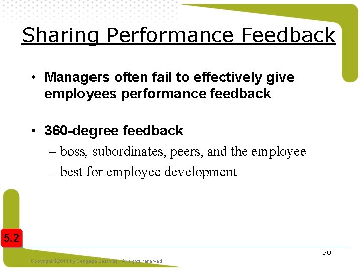 Sharing Performance Feedback • Managers often fail to effectively give employees performance feedback • Sharing Performance Feedback • Managers often fail to effectively give employees performance feedback •