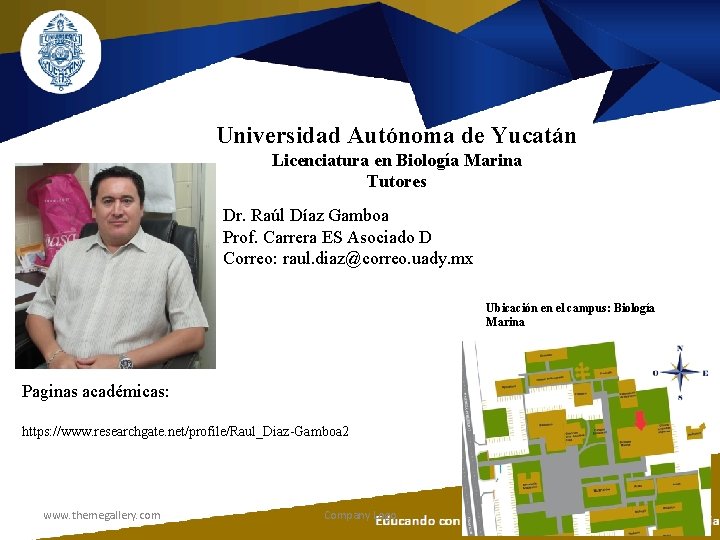 Universidad Autónoma de Yucatán Licenciatura en Biología Marina Tutores Dr. Raúl Díaz Gamboa Prof. Universidad Autónoma de Yucatán Licenciatura en Biología Marina Tutores Dr. Raúl Díaz Gamboa Prof.