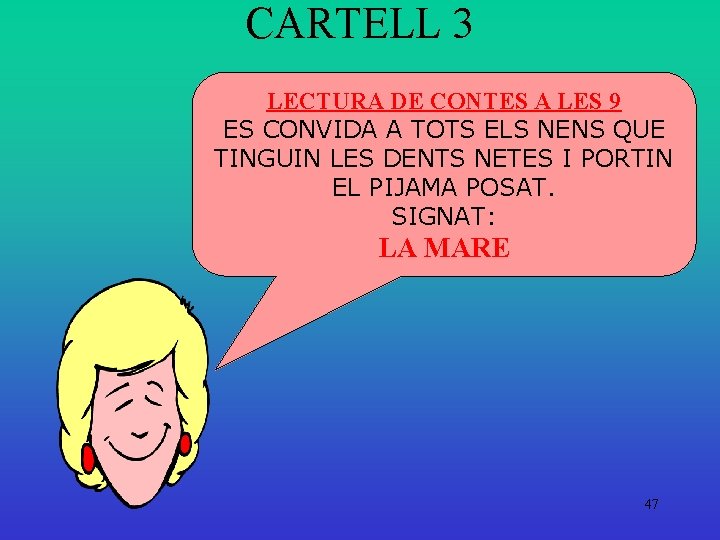 CARTELL 3 LECTURA DE CONTES A LES 9 ES CONVIDA A TOTS ELS NENS