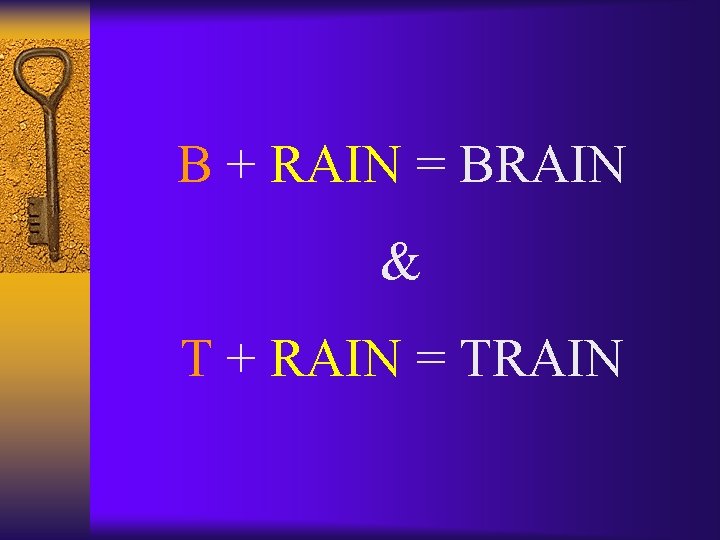 B + RAIN = BRAIN & T + RAIN = TRAIN 