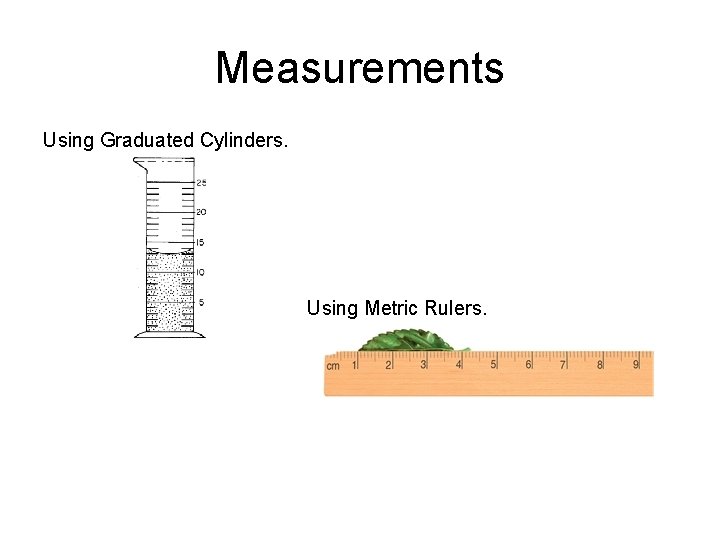 Measurements Using Graduated Cylinders. Using Metric Rulers. 
