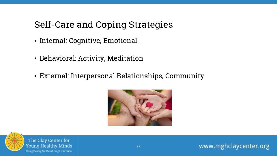 Self-Care and Coping Strategies • Internal: Cognitive, Emotional • Behavioral: Activity, Meditation • External: Self-Care and Coping Strategies • Internal: Cognitive, Emotional • Behavioral: Activity, Meditation • External: