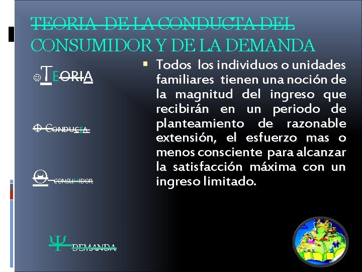 TEORIA DE LA CONDUCTA DEL CONSUMIDOR Y DE LA DEMANDA J TEORIA F CONDUCTA