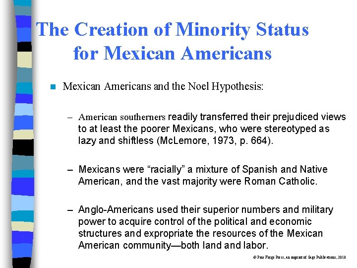 The Creation of Minority Status for Mexican Americans n Mexican Americans and the Noel