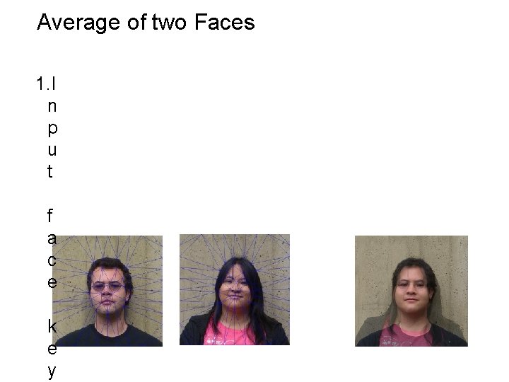 Average of two Faces 1. I n p u t f a c e