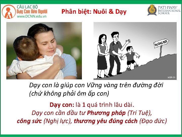 Phân biệt: Nuôi & Dạy con là giúp con Vững vàng trên đường đời