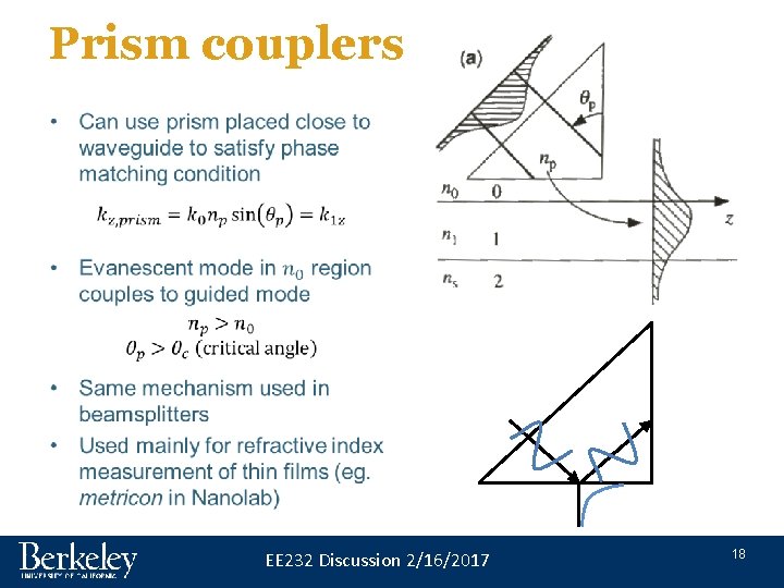 Prism couplers • EE 232 Discussion 2/16/2017 18 Prism couplers • EE 232 Discussion 2/16/2017 18