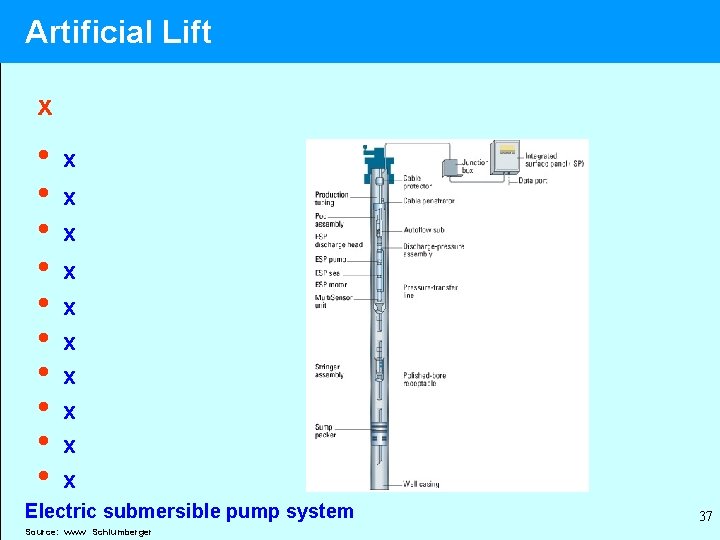 Artificial Lift x • • • x x x x x Electric submersible pump