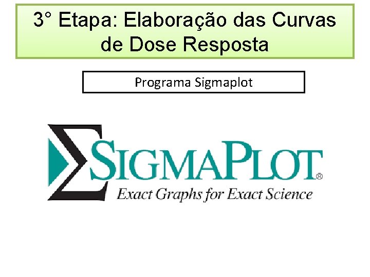 3° Etapa: Elaboração das Curvas de Dose Resposta Programa Sigmaplot 