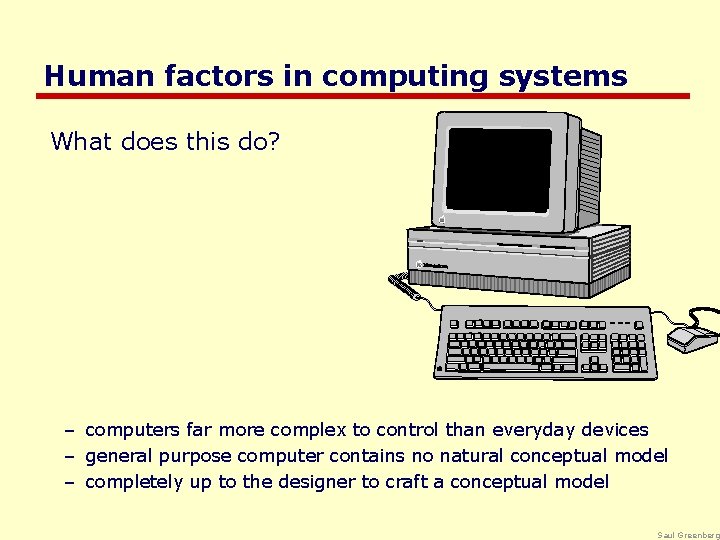 Human factors in computing systems What does this do? – computers far more complex