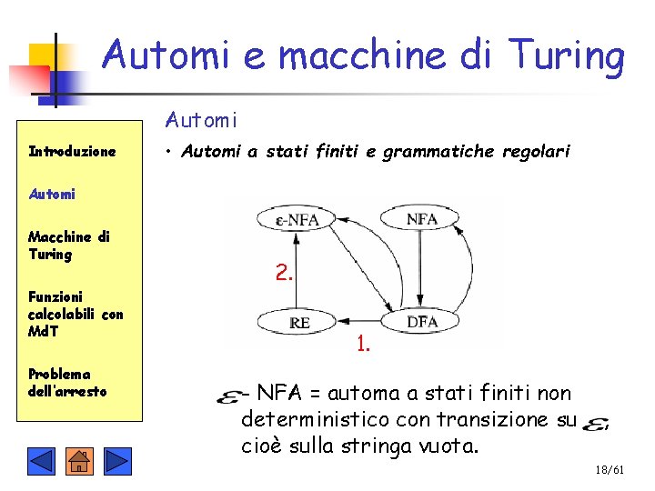 Automi e macchine di Turing Automi Introduzione • Automi a stati finiti e grammatiche