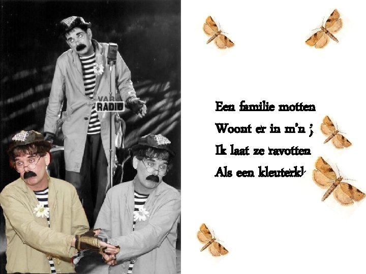 Een familie motten Woont er in m’n jas Ik laat ze ravotten Als een
