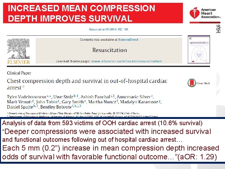 INCREASED MEAN COMPRESSION DEPTH IMPROVES SURVIVAL Analysis of data from 593 victims of OOH