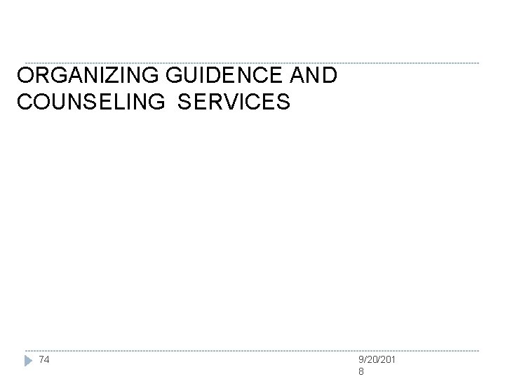 ORGANIZING GUIDENCE AND COUNSELING SERVICES 74 9/20/201 8 